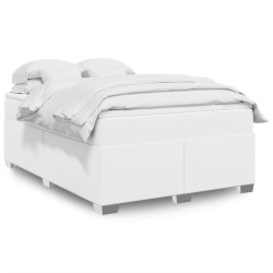 Cama com molas/colchão 140x200 cm couro artificial branco