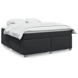 Cama com molas/colchão 180x200 cm couro artificial preto