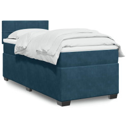 Cama com molas/colchão 80x200 cm veludo azul-escuro