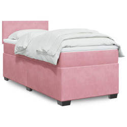 Cama com molas/colchão 90x190 cm veludo rosa