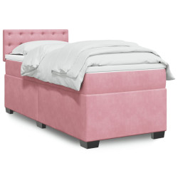 Cama com molas/colchão 90x190 cm veludo rosa