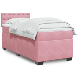 Cama com molas/colchão 90x200 cm veludo rosa