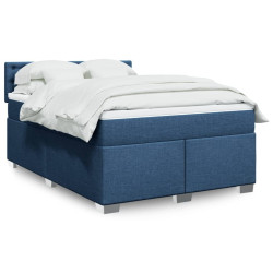 Cama com molas/colchão 140x200 cm tecido azul