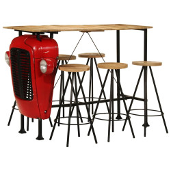 7 Pcs conjunto de bar madeira de mangueira maciça