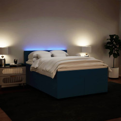 Cama boxspring com colchão 140x190 cm veludo azul