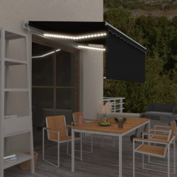 Toldo automático c/ estore/LED/sensor de vento 3x2,5m antracite