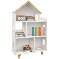 Estante para crianças organizador infantil de 3 níveis para brinquedos 65x25x108,5 cm branco