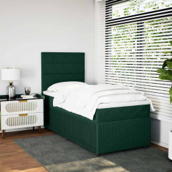 Cama com molas/colchão 80x200 cm veludo verde-escuro