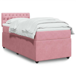 Cama com molas/colchão 90x190 cm veludo rosa