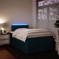 Cama boxspring com colchão 120x190 cm veludo azul