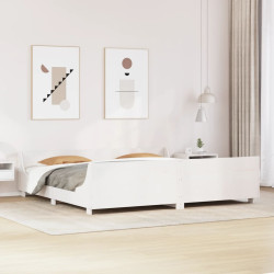 Cama sem colchão 200x200 cm madeira de pinho maciça branco