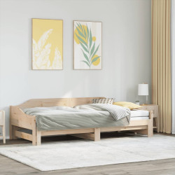 Sofá-cama com gavetão 90x190 cm madeira de pinho maciça