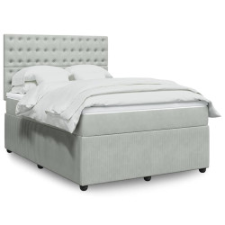 Cama com molas/colchão 140x190 cm veludo cinzento-claro