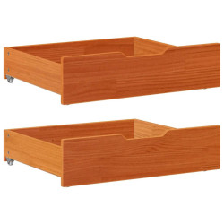 Gavetas para cama 2 pcs 75x55x17 cm pinho maciço castanho-mel