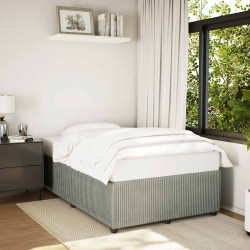 Estrutura de cama sem colchão cinza claro veludo