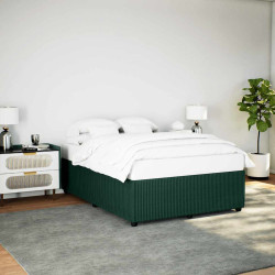 Estrutura de cama sem colchão 140x200 cm veludo verde-escuro