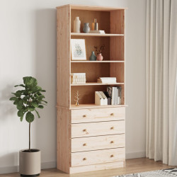 Estante c/ gavetas alta 77x35x186,5 cm madeira de pinho maciça