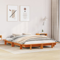 Cama sem colchão 120x200 cm madeira pinho maciça castanho-mel