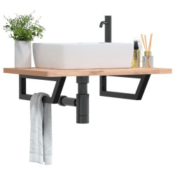 Suportes de prateleira p/ lavatório 2pcs aço trapezoidais preto