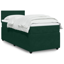Cama com molas/colchão 100x200 cm veludo verde-escuro