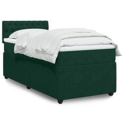 Cama com molas/colchão 100x200 cm veludo verde-escuro