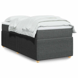 Cama com molas/colchão 90x190 cm tecido cinza-escuro