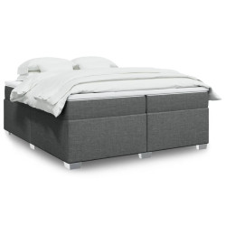 Cama com molas/colchão 200x200 cm tecido cinzento-escuro
