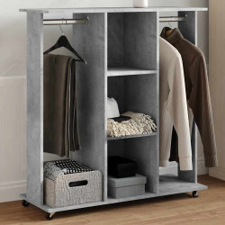 Roupeiro c/ rodas 102x38x110 cm deriv. madeira cinzento cimento