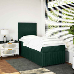 Cama com molas/colchão 80x200 cm veludo verde-escuro