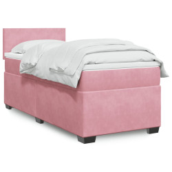 Cama com molas/colchão 90x190 cm veludo rosa