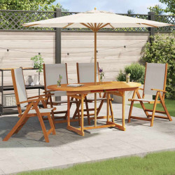 Cadeiras de jardim dobráveis 4 pcs acácia maciça e textilene