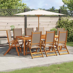 Cadeiras de jardim dobráveis 8 pcs acácia maciça e textilene