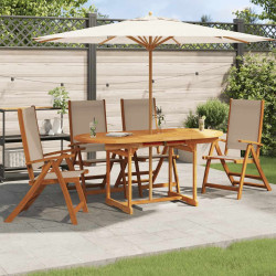 Cadeiras de jardim dobráveis 4 pcs acácia maciça e textilene