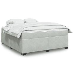 Cama com molas/colchão 200x200 cm veludo cinzento-claro