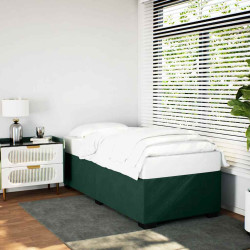 Estrutura de cama sem colchão 90x190 cm veludo verde-escuro