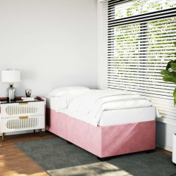 Estrutura de cama 90x190 cm veludo rosa