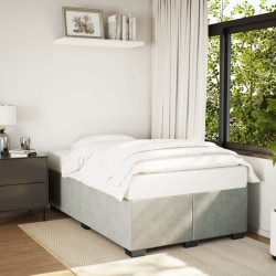 Estrutura de cama sem colchão cinza claro veludo