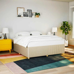 Estrutura de cama sem colchão 200x200 cm tecido cor creme