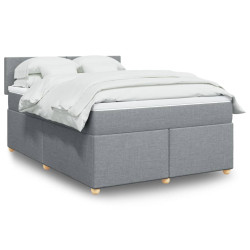Cama com molas/colchão 140x190 cm tecido cinzento-claro