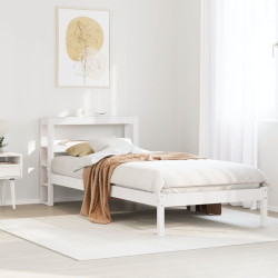 Cama sem colchão 75x190 cm madeira de pinho maciça branco