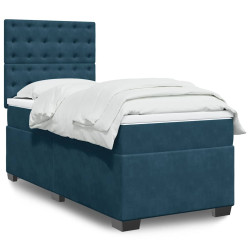 Cama boxspring com colchão 90x190 cm veludo azul