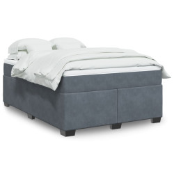 Cama com molas/colchão 140x190 cm veludo cinzento-escuro