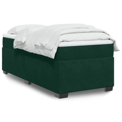 Cama com molas/colchão 90x190 cm veludo verde-escuro