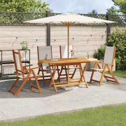 5 Pcs conjunto de jantar para jardim acácia maciça e textilene