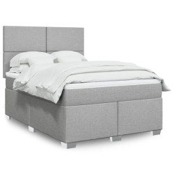 Cama com molas/colchão 140x190 cm tecido cinzento-claro