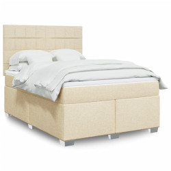 Cama com molas/colchão 140x190 cm tecido cor creme