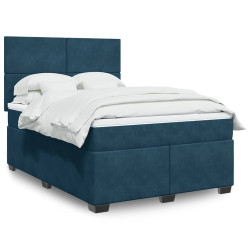 Cama com molas/colchão 140x200 cm veludo azul
