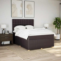 Cama com molas/colchão 160x200 cm tecido castanho-escuro