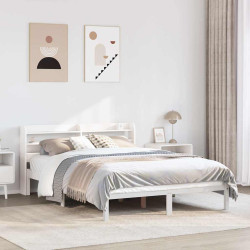 Cama sem colchão 135x190 cm madeira de pinho maciça branco