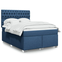 Cama com molas/colchão 140x190 cm tecido azul